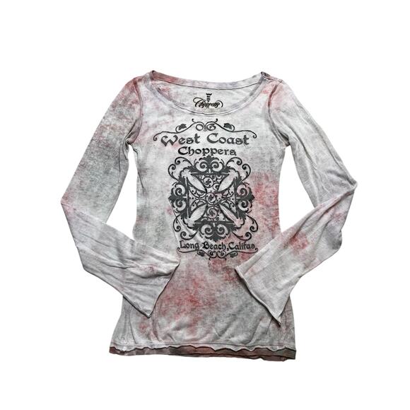 Y2K West Coast Chopper women gold Long Beach California Women's Sz small grunge - Picture 1 of 12